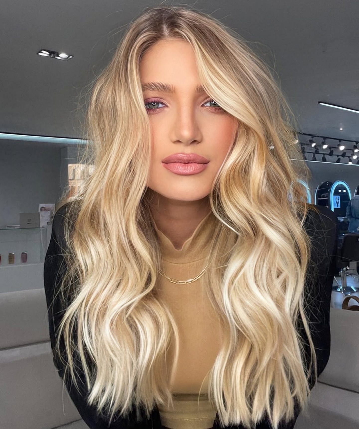 Lush Golden Blonde Waves with Textured Ends