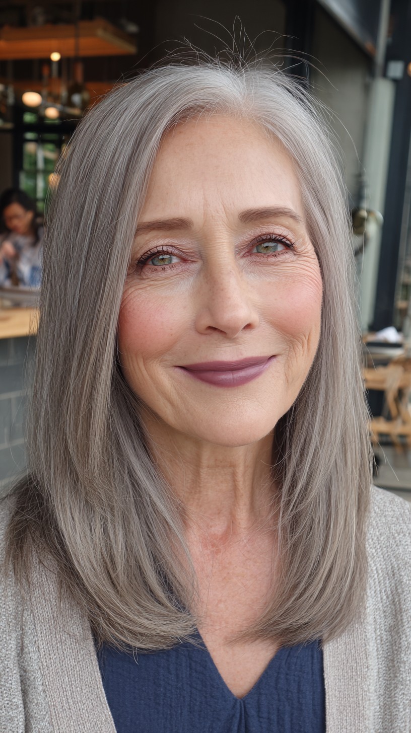 Luxurious Silver Layered Bob with Smooth Finish
