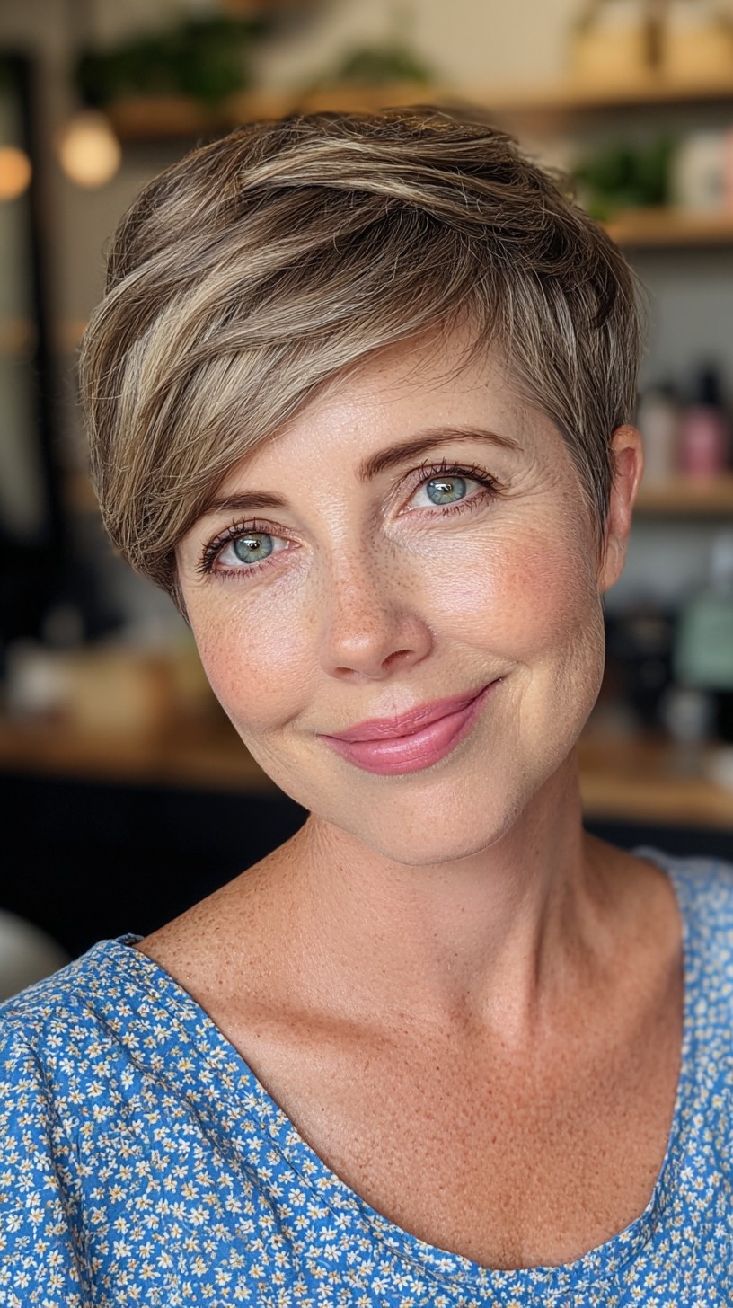 Modern Ash Blonde Pixie with Textured Layers