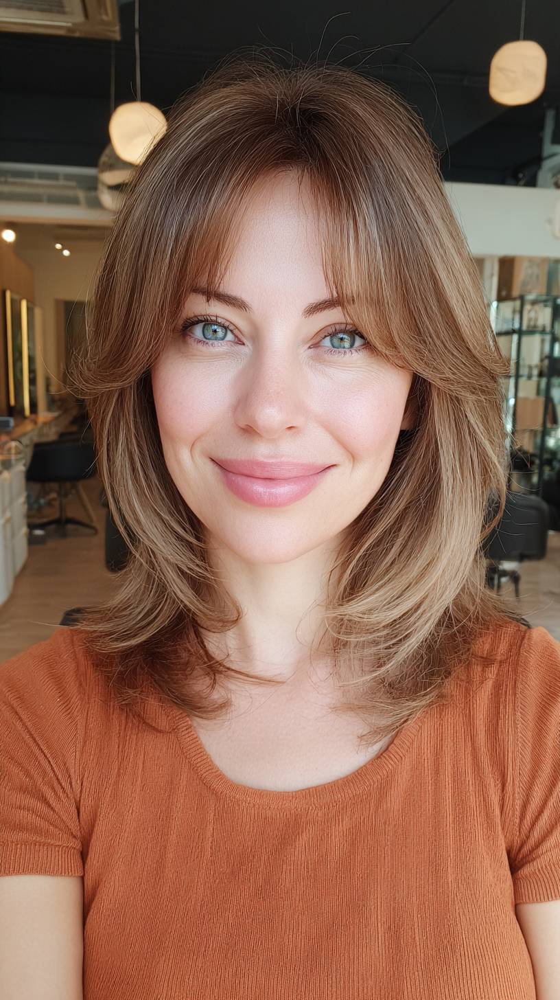 Modern Soft Layers with Face-Framing Bangs