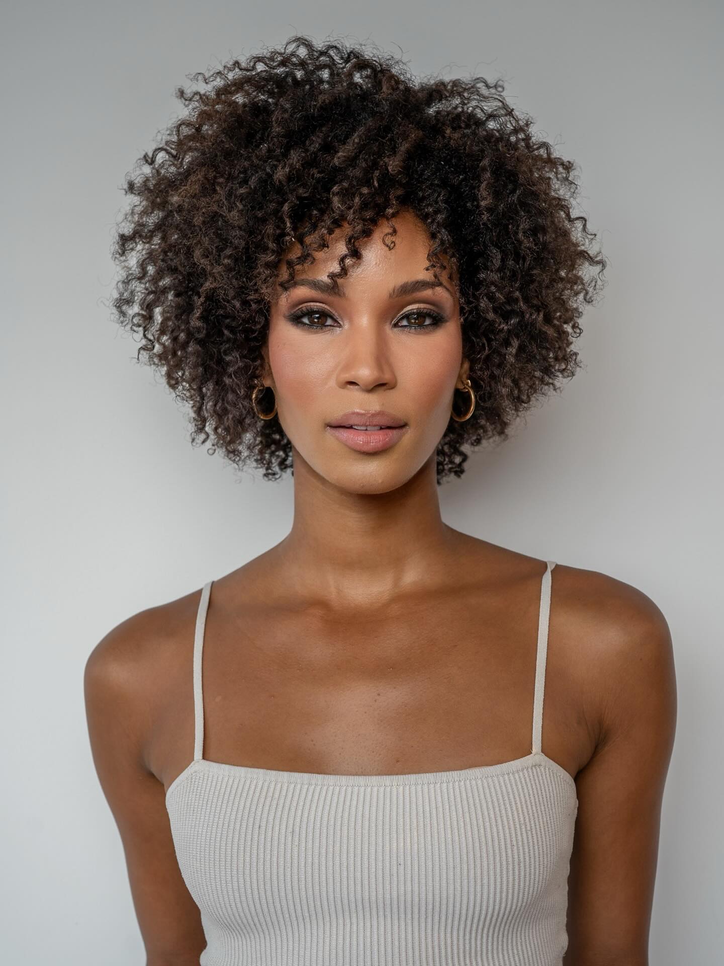 Natural Ebony Curls with Soft Tapered Cut