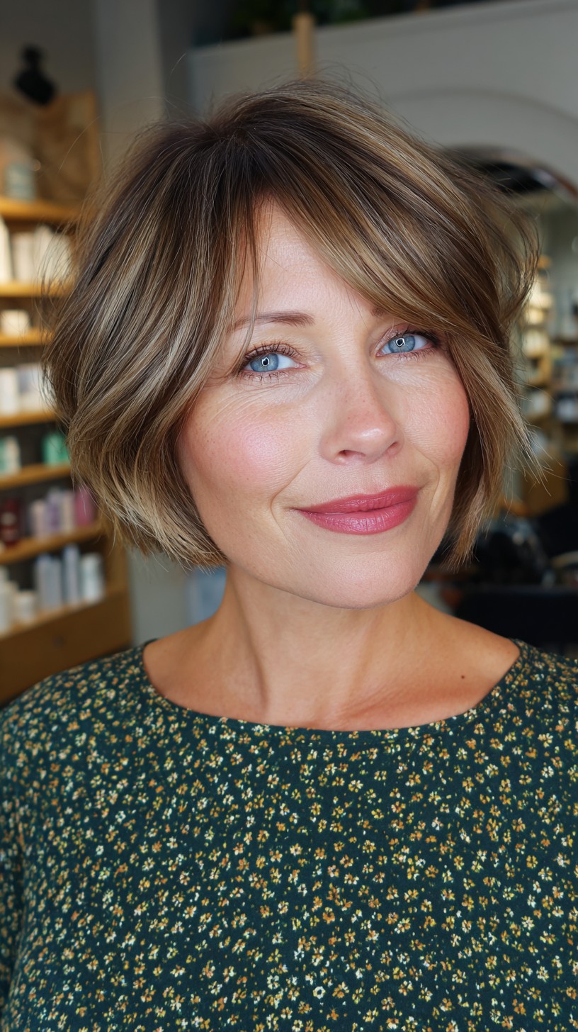 Playful Toffee-Toned Textured Bob