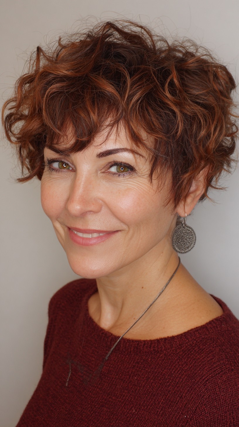 Radiant Auburn Tousled Pixie Cut