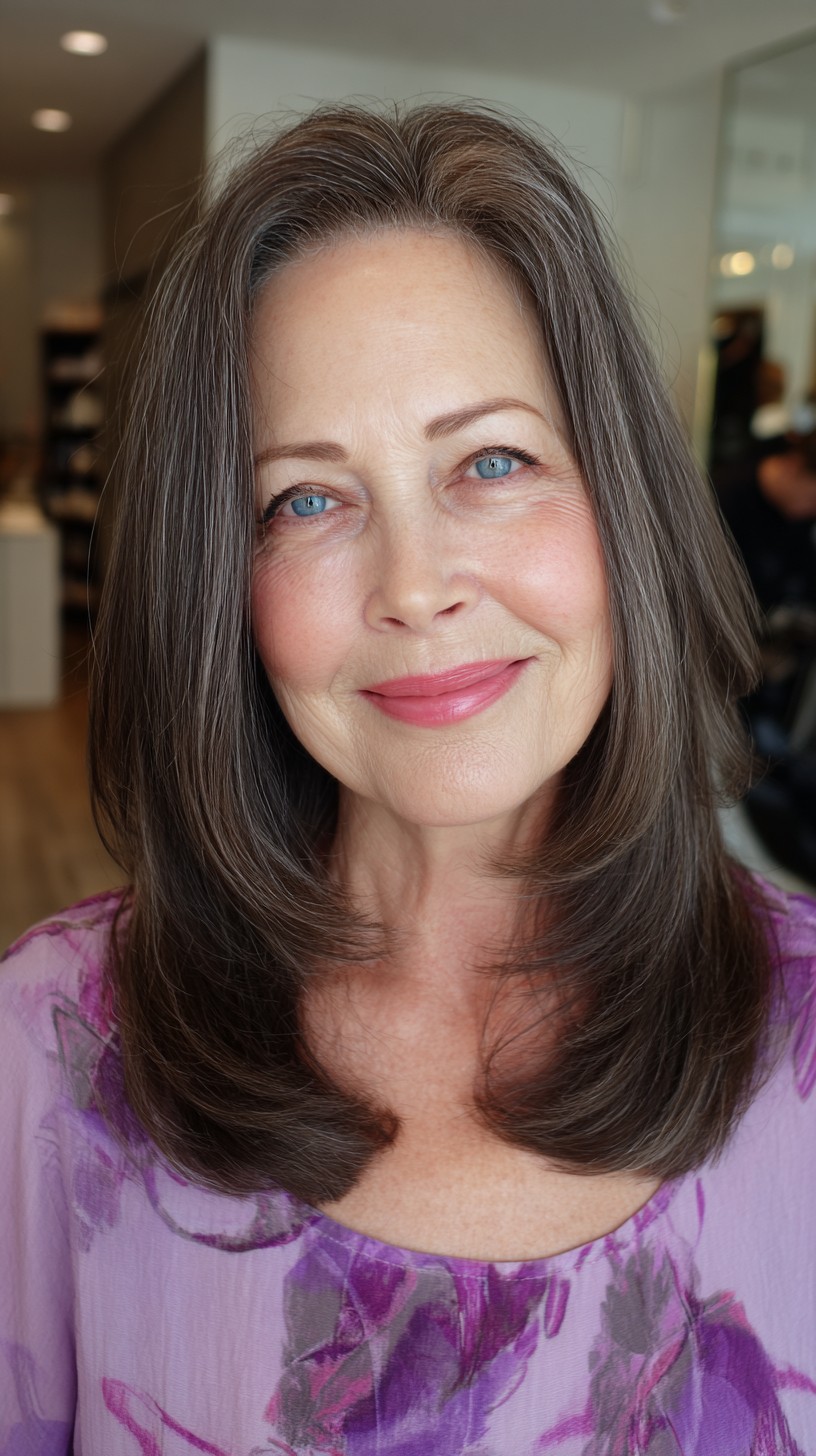 Refined Steel Gray Tresses with Gentle Layering