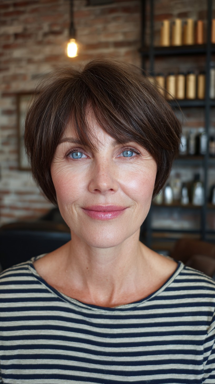 Sleek Espresso Short Bob with Delicate Texture