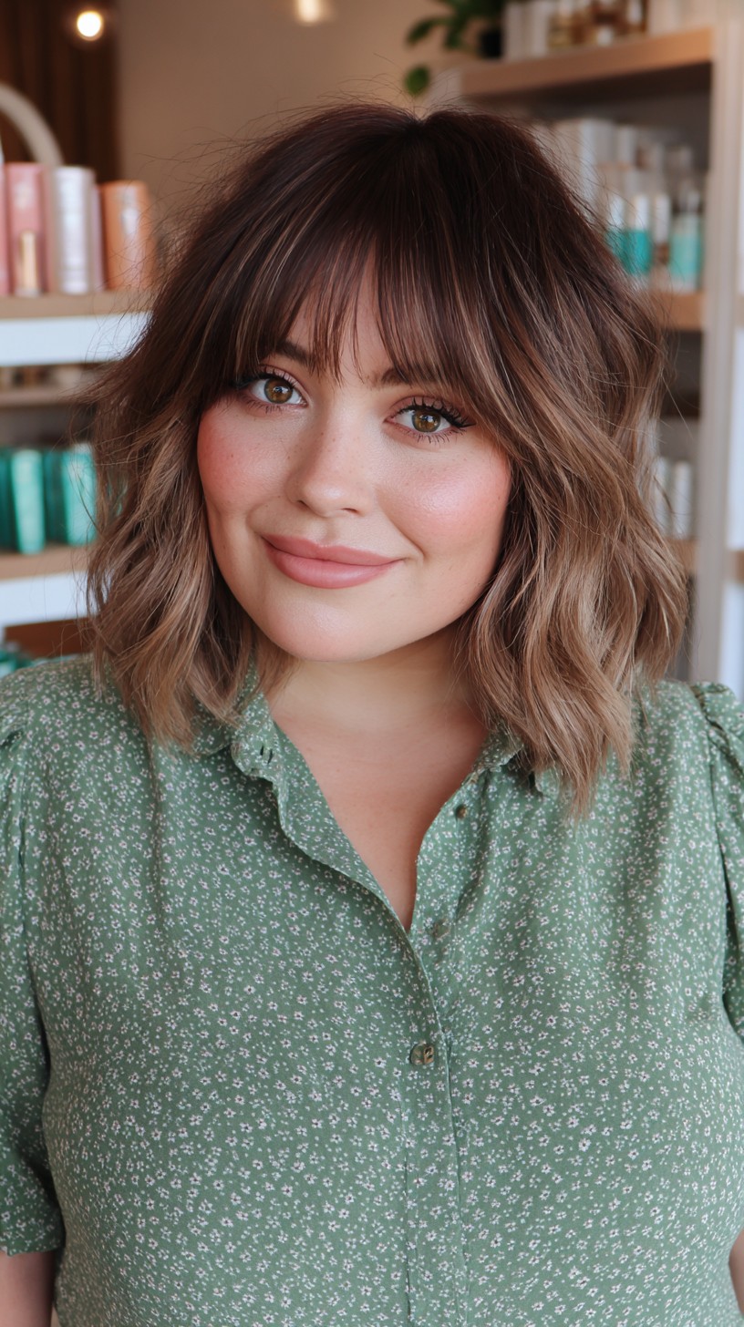 Soft Chestnut Bob with Bangs