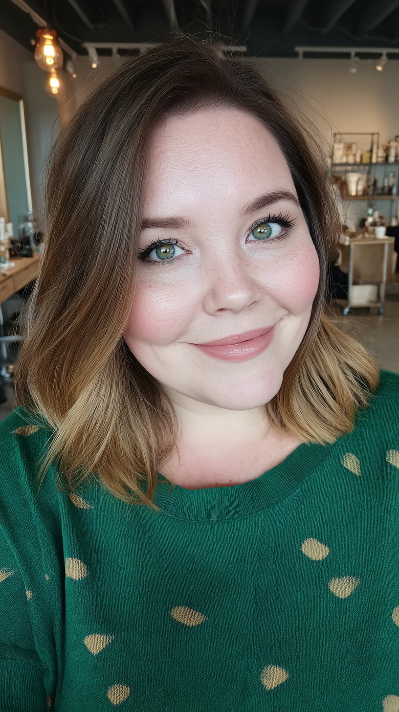 Soft Golden Brown Lob with Dynamic Layers