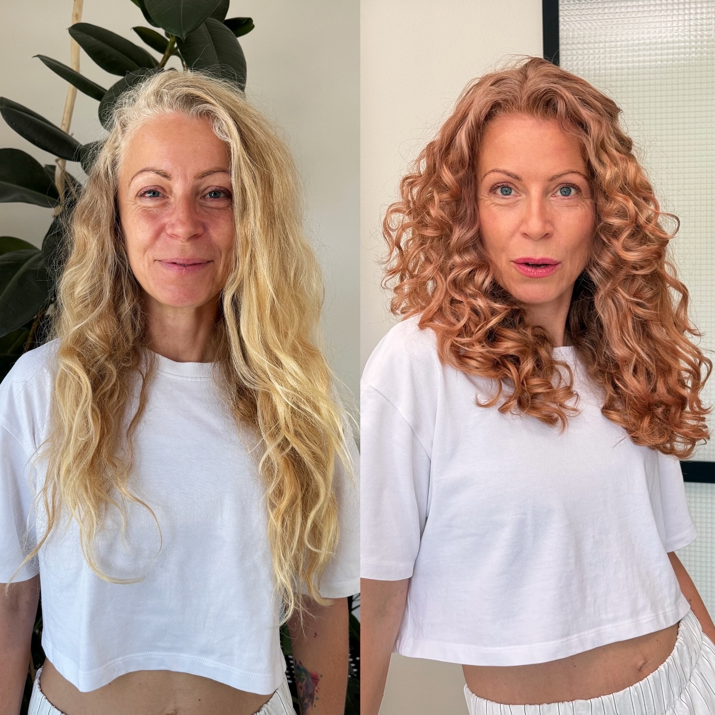 Stunning Mid-Length Copper Transformation for Curly Hair