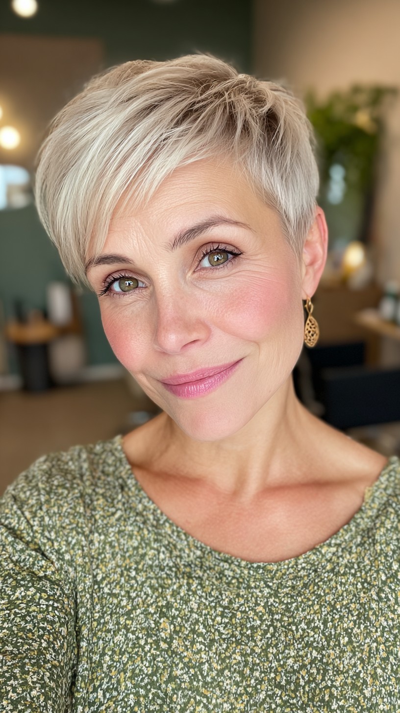 Stylish Silver Pixie with Diagonal Sweep