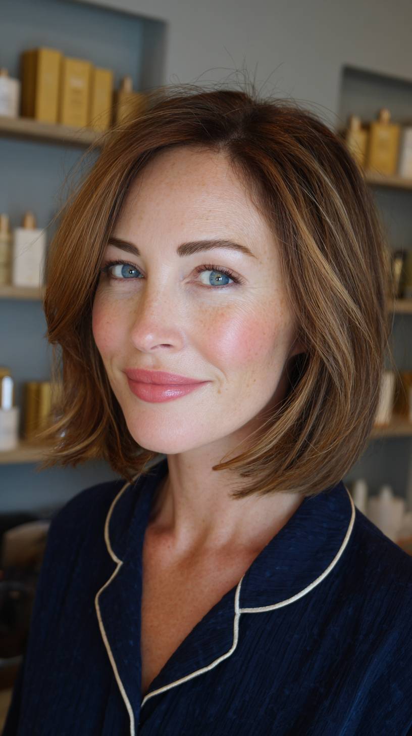 Stylish Textured Bob with Subtle Highlights