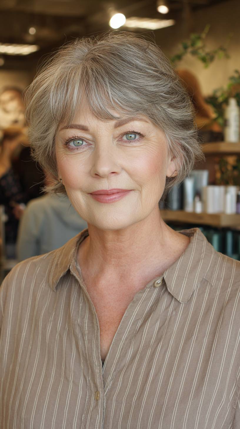 Stylish Textured Gray Wolfcut with Soft Layers