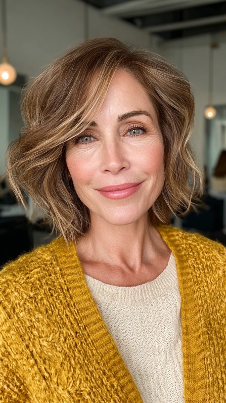Sun-Kissed Tawny Waves with Soft Fringe