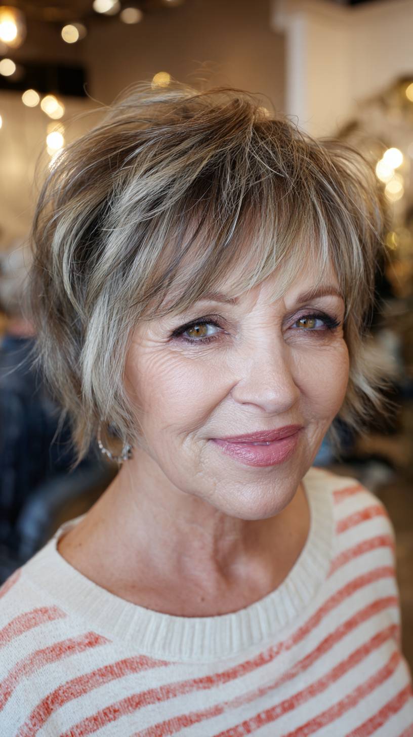 Textured Short Ash Blonde Wolfcut with Subtle Layers