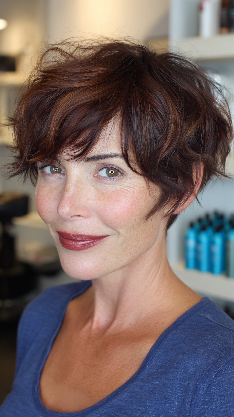 Tousled Auburn Bob with Soft Fringes