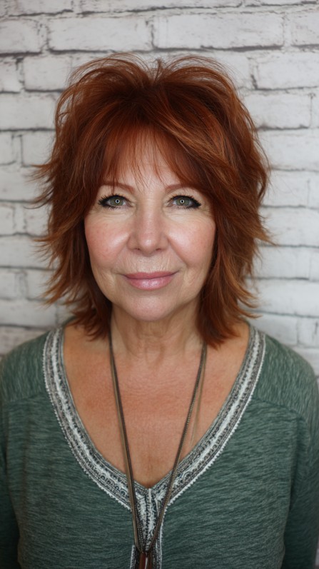 Vibrant Auburn Tousled Layer Cut