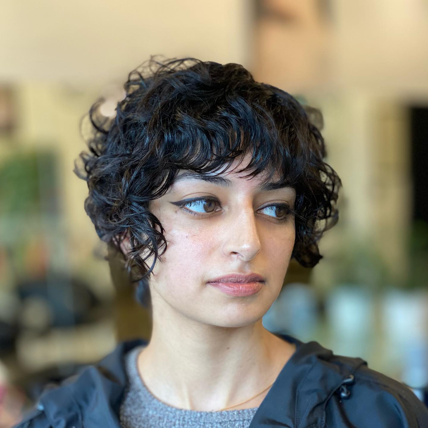 Chic Curly Crop with Soft Fringe