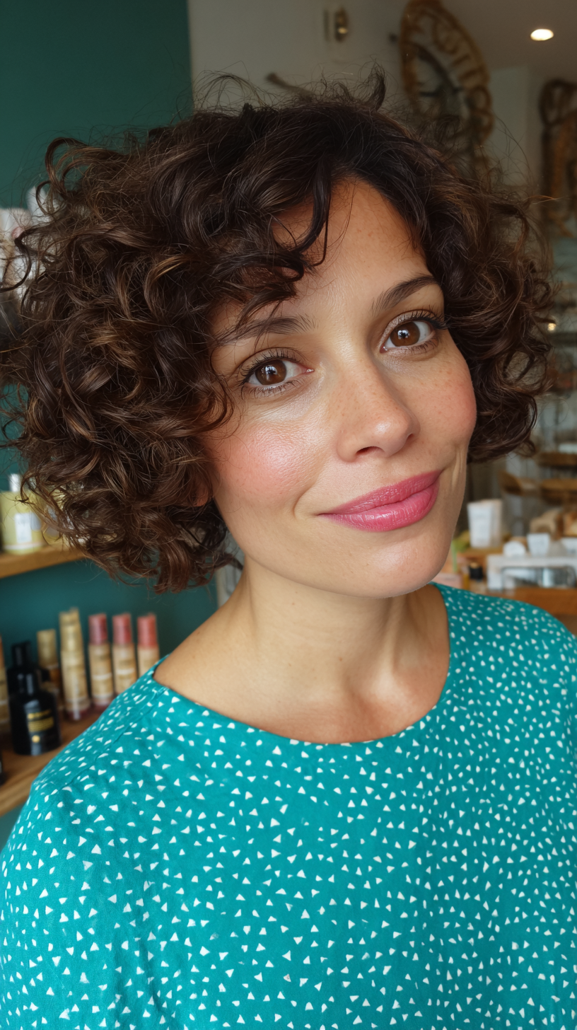 Chic Curly Cut with Defined Shape