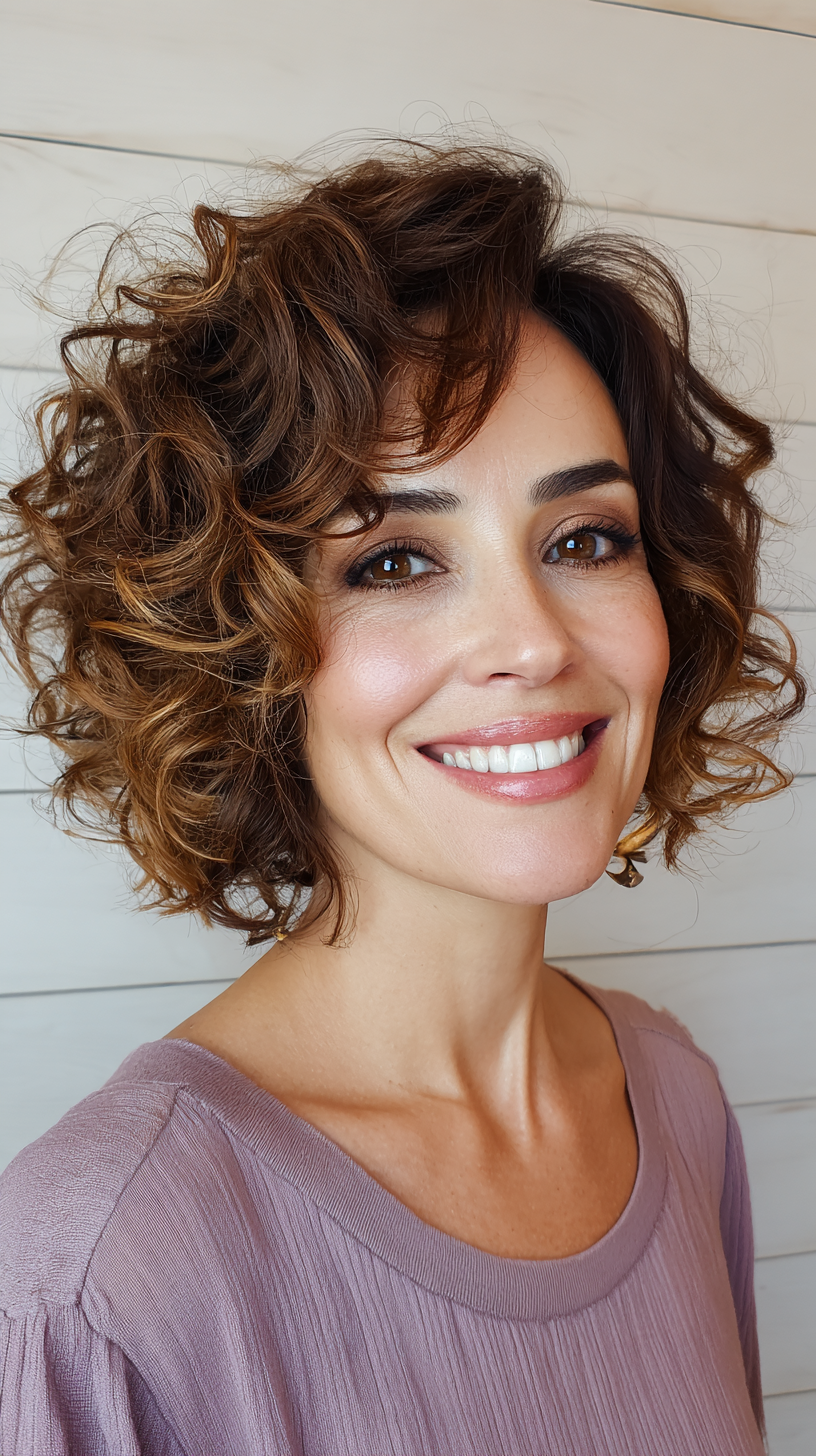 Modern Curly Shag with Subtle Highlights