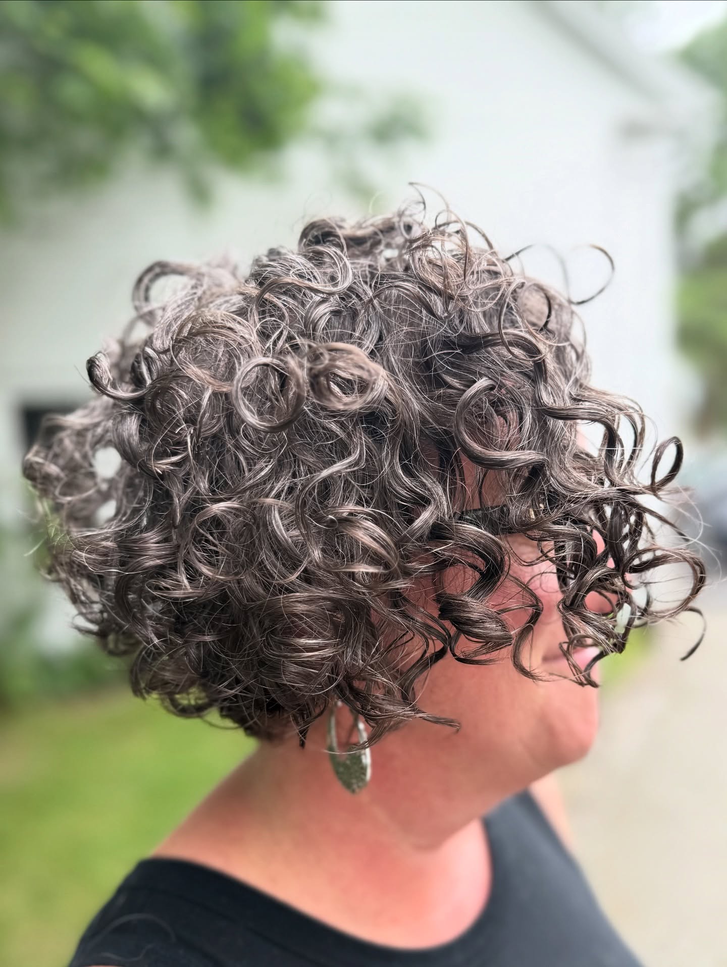 Playful Gray Curly Bob with Soft Volume