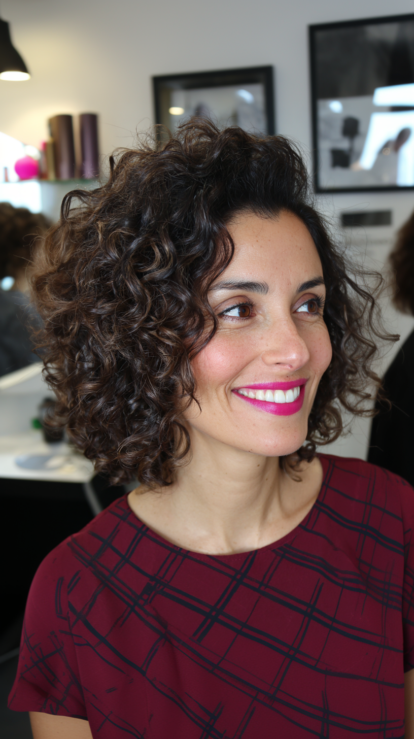 Soft Curly Bob with Textured Layers