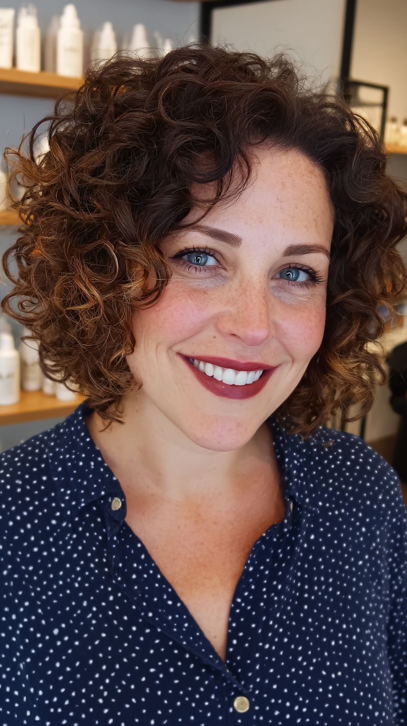 Stylish Curly Lob with Defined Texture