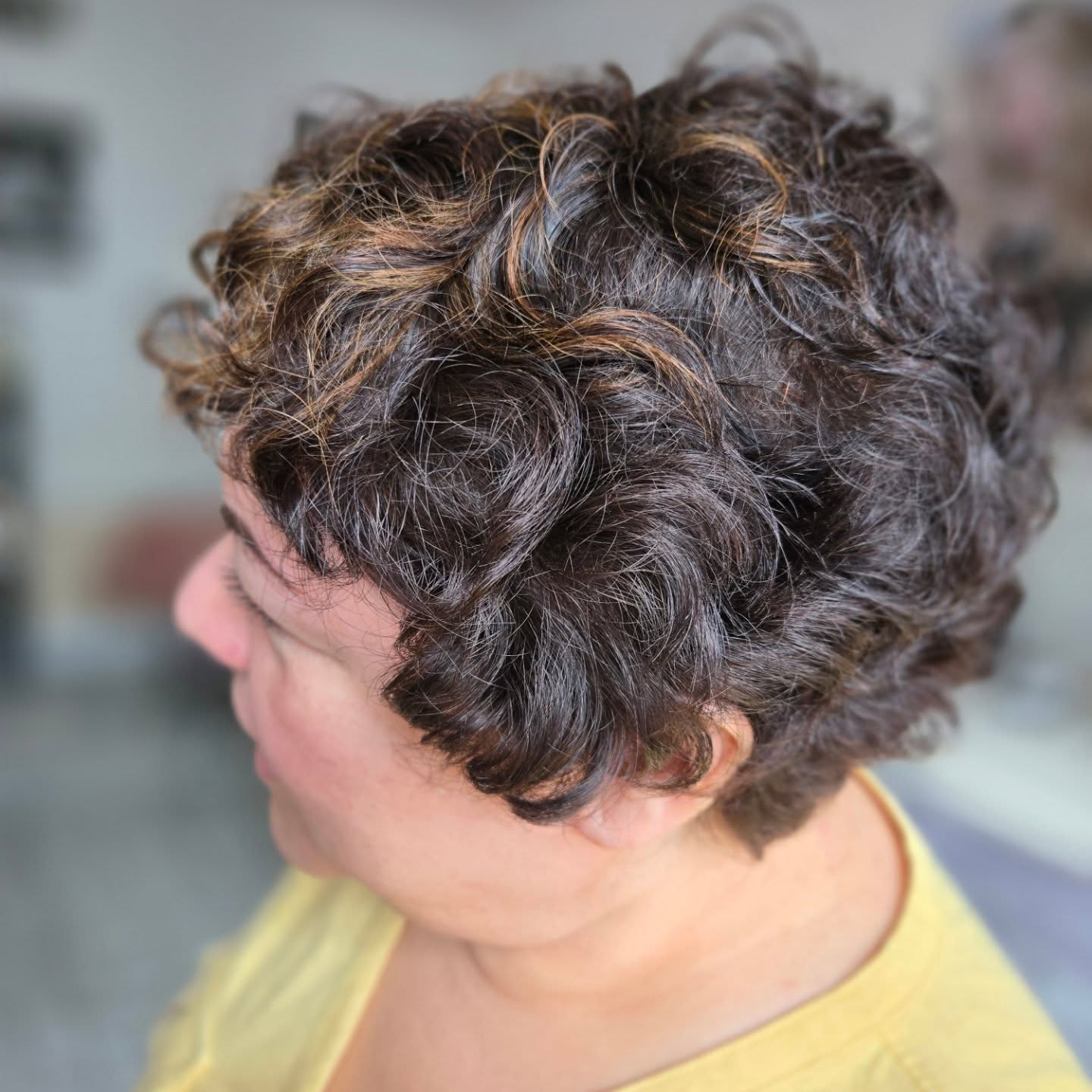 Textured Curly Crop with Subtle Highlights