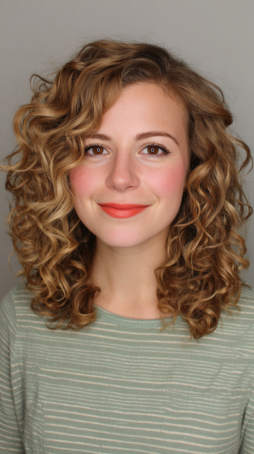 Textured Curly Mid-Length Cut with Defined Bounces