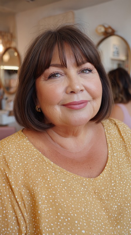 Brunette Bob with Face-Framing Bangs