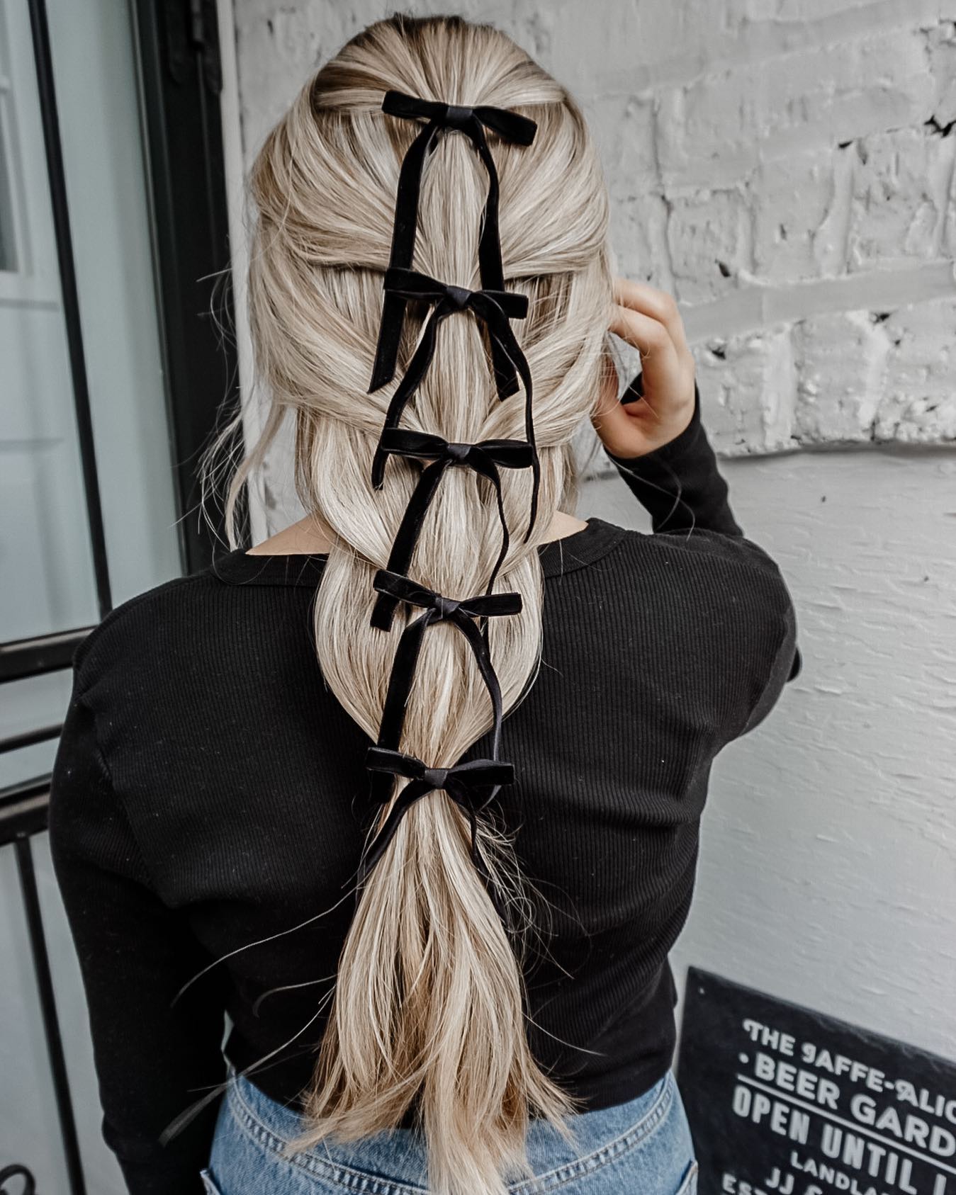 Chic Braided Ponytail with Ribbon Accents