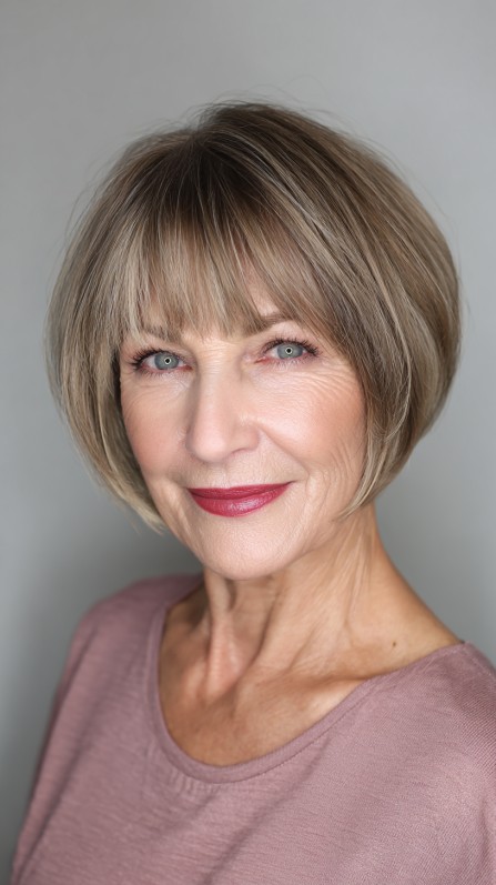 Chic Taupe Textured Bob with Feathered Layers