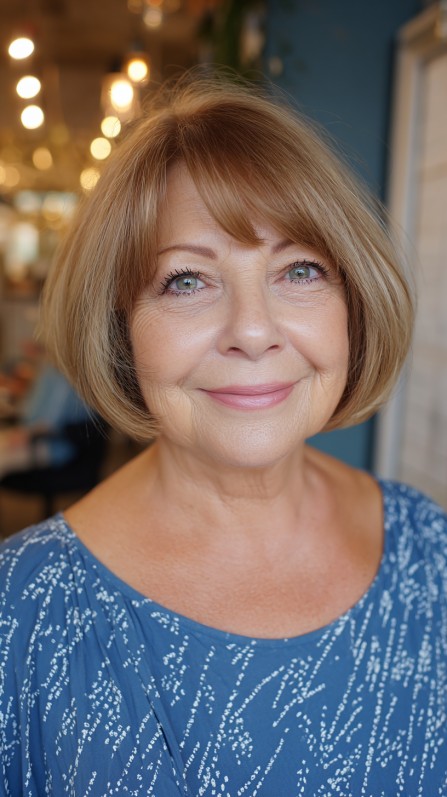 Classic Golden Layered Bob for Mature Faces