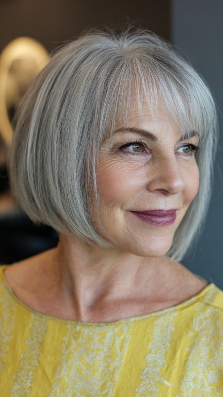 Classic Silvery Bob with Soft Texture