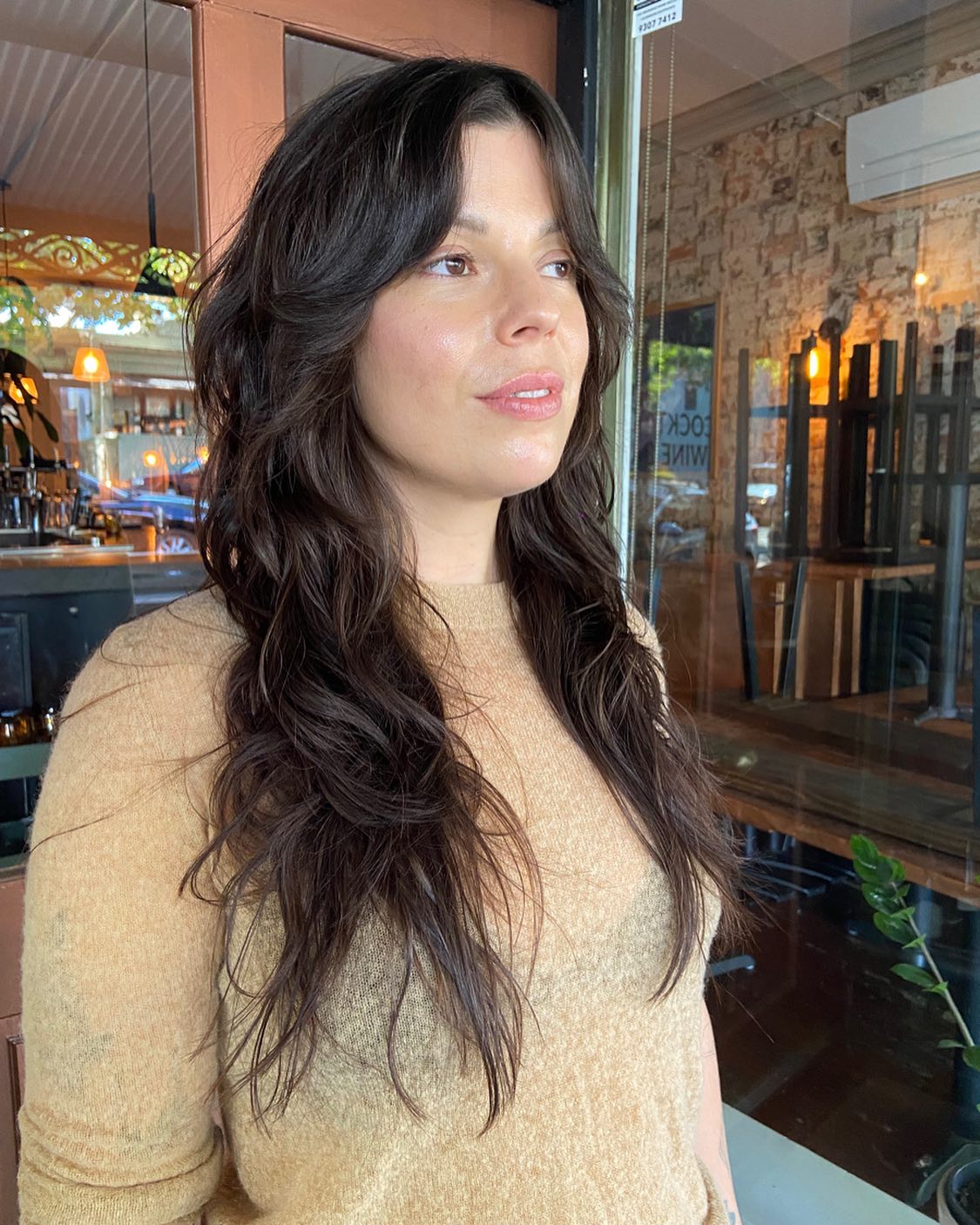 Effortlessly Textured Long Wavy Shag with Face-Framing Layers