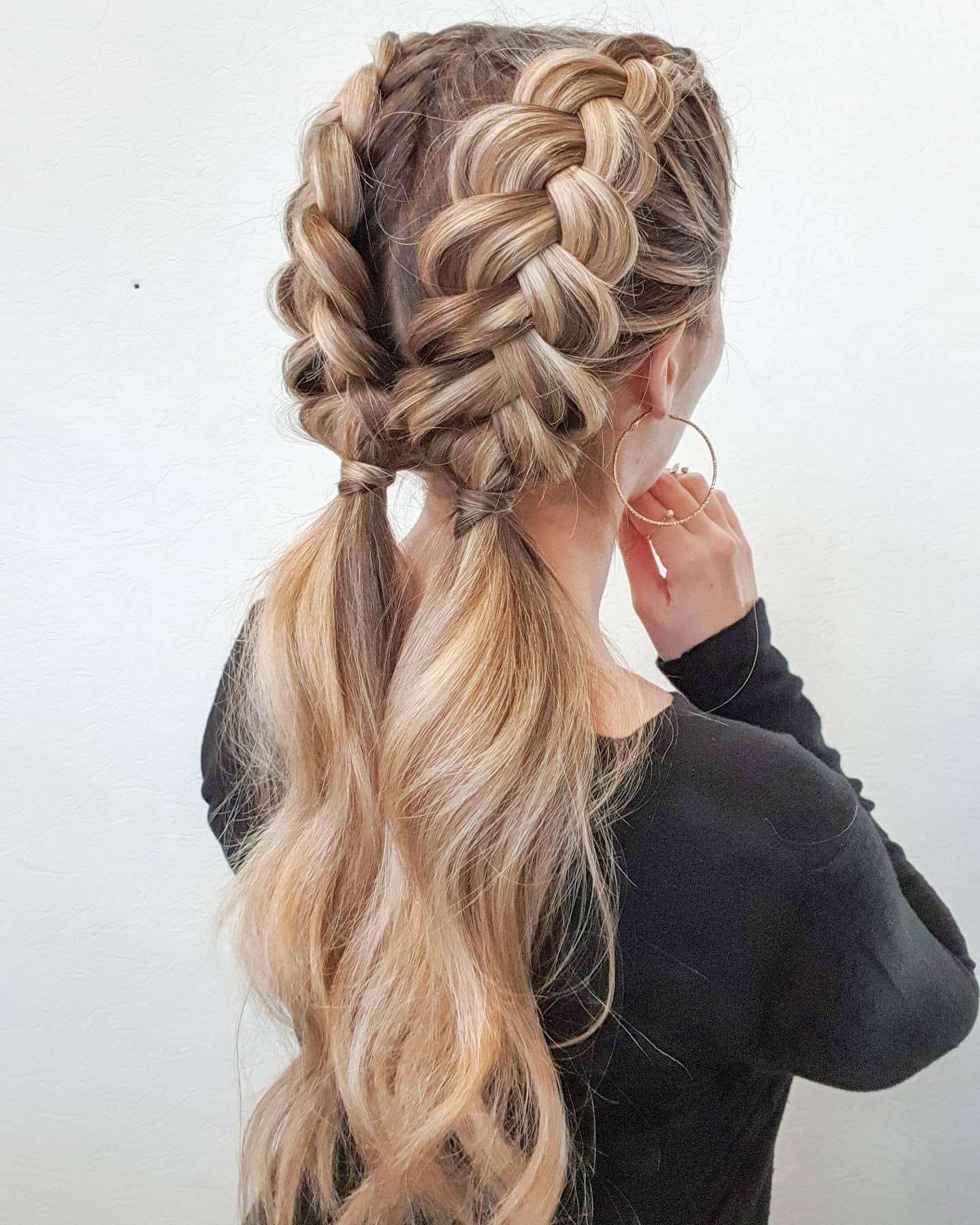 Elegant Double Dutch Braids with Loose Waves