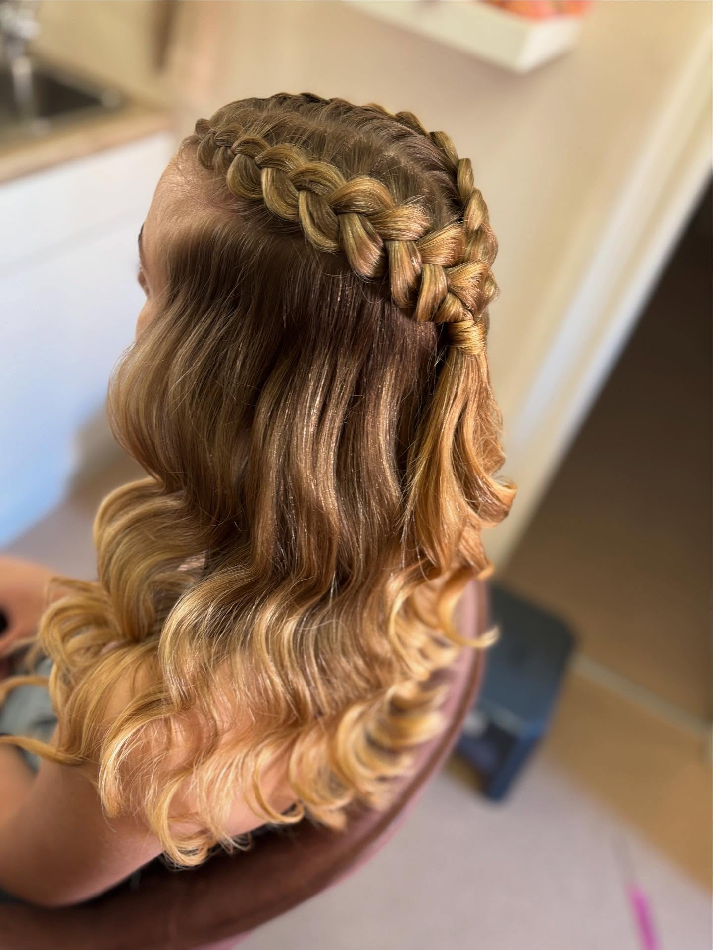 Elegant Half-Up Braided Waves