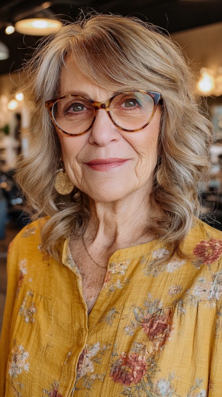 Golden Waves with Soft Side-Swept Bangs