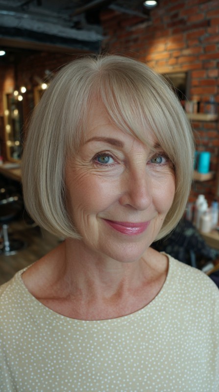 Light Blonde Bob with Smooth Framing and Soft Highlights