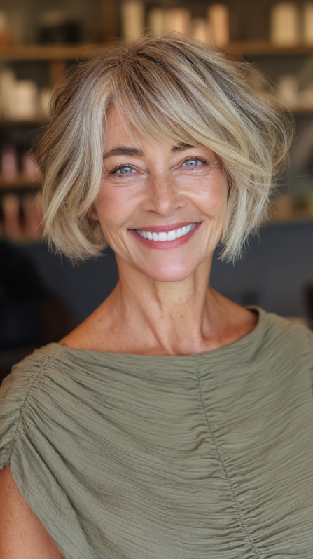 Light Blonde Tousled Bob with Textured Edge