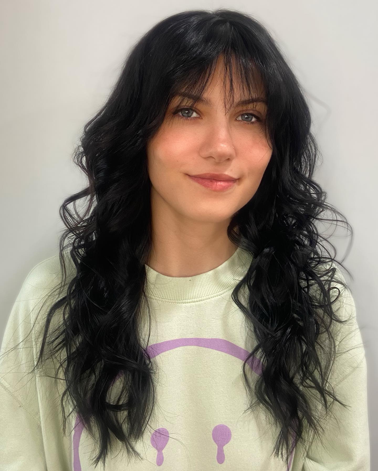 Modern Long Wavy Shag with Soft Bangs