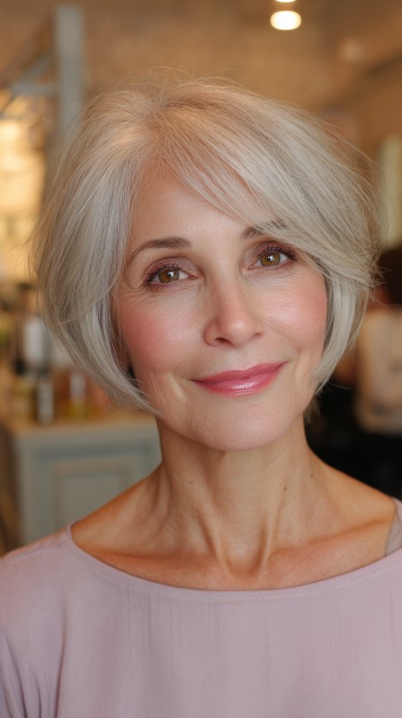 Polished Silver Bob with Textured Edges