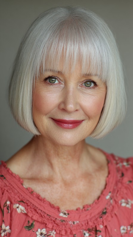Silver Sleek Rounded Bob