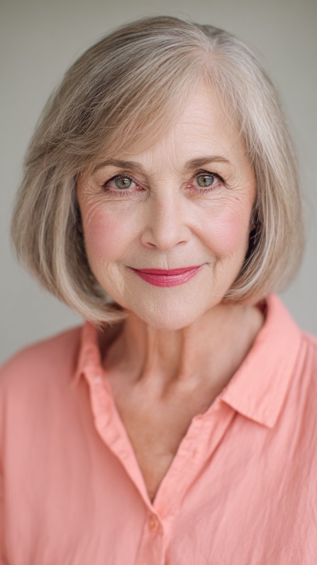 Soft Silver Bob with Face-Framing Layers