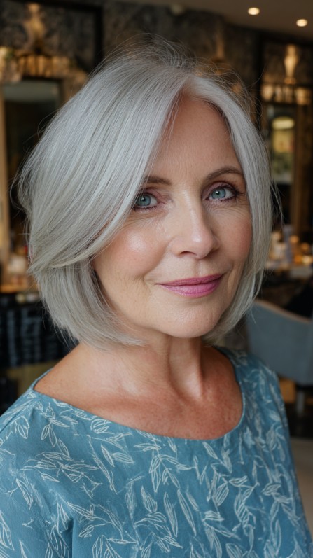 Soft Silver Bob with Gentle Waves