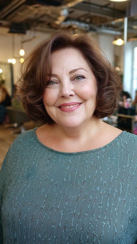 Subtle Cinnamon Layered Bob for Fuller Faces