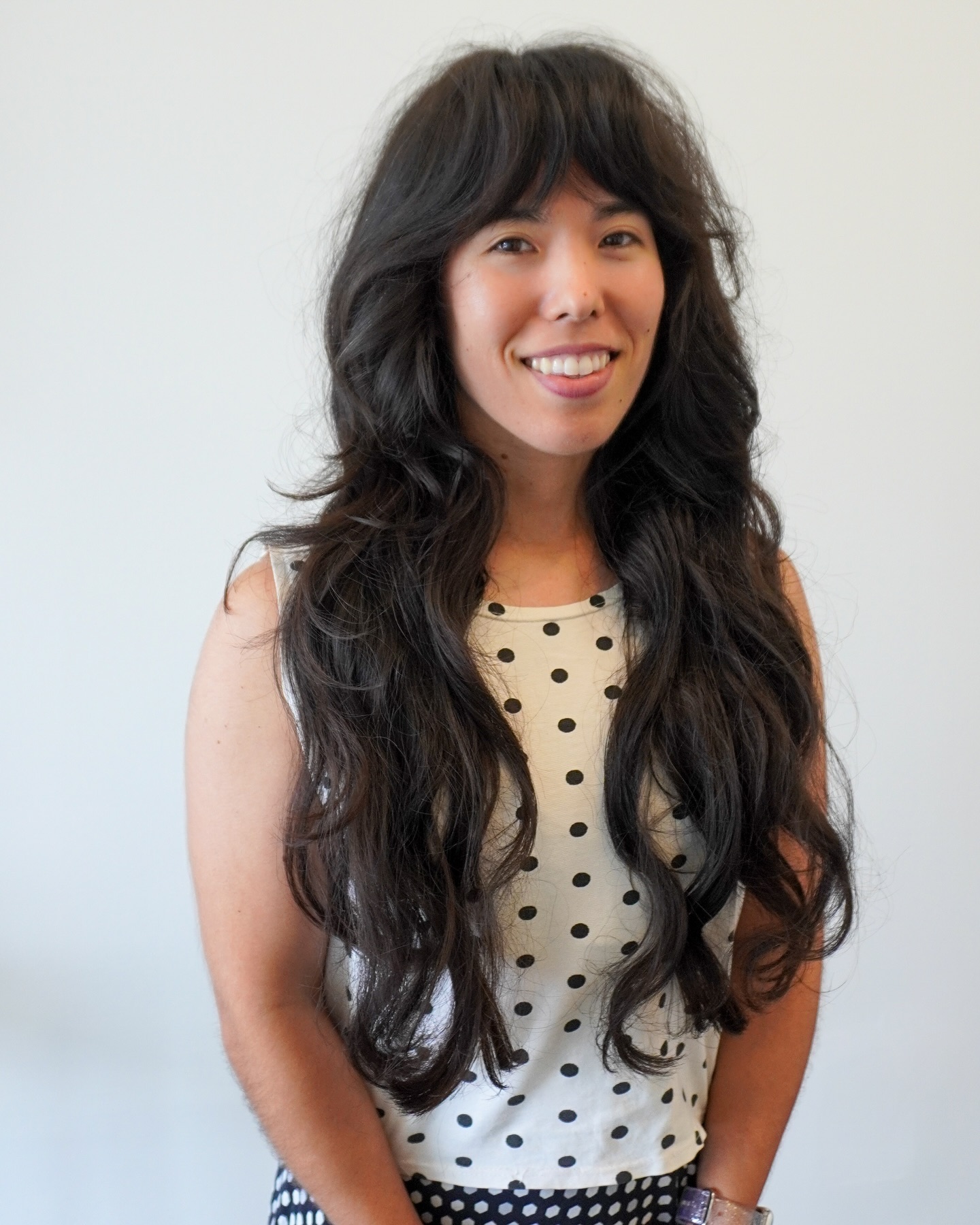 Textured Long Wavy Shag with Soft Curtain Bangs