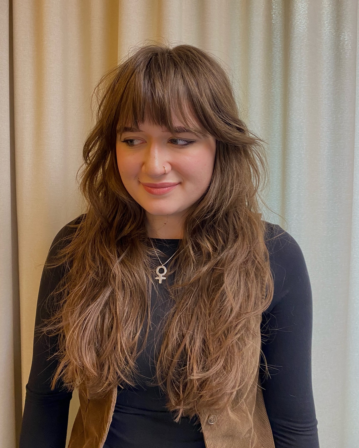 Textured Long Wavy Shag with Soft Fringe