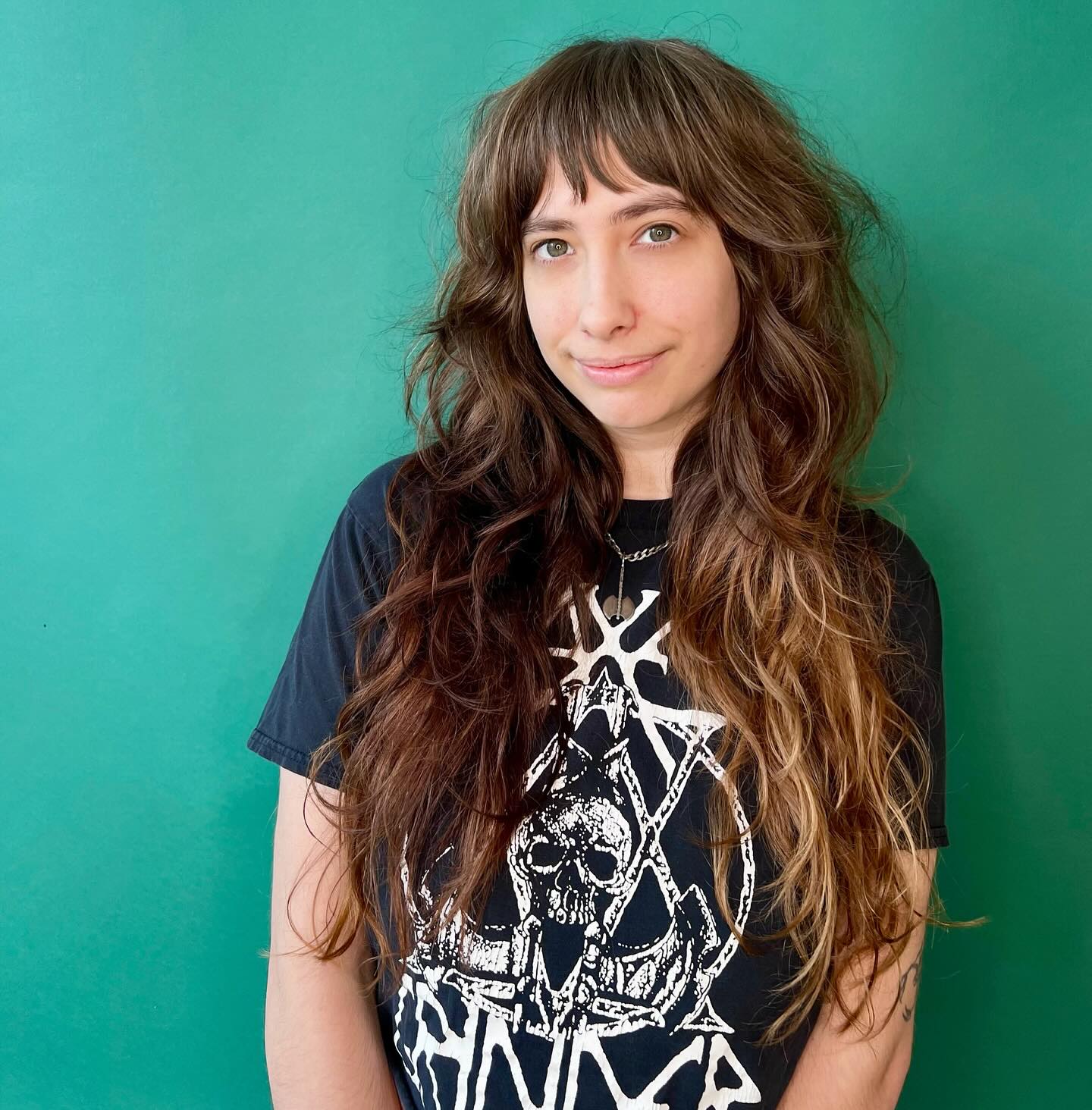 Textured Long Wavy Shag with Wispy Bangs