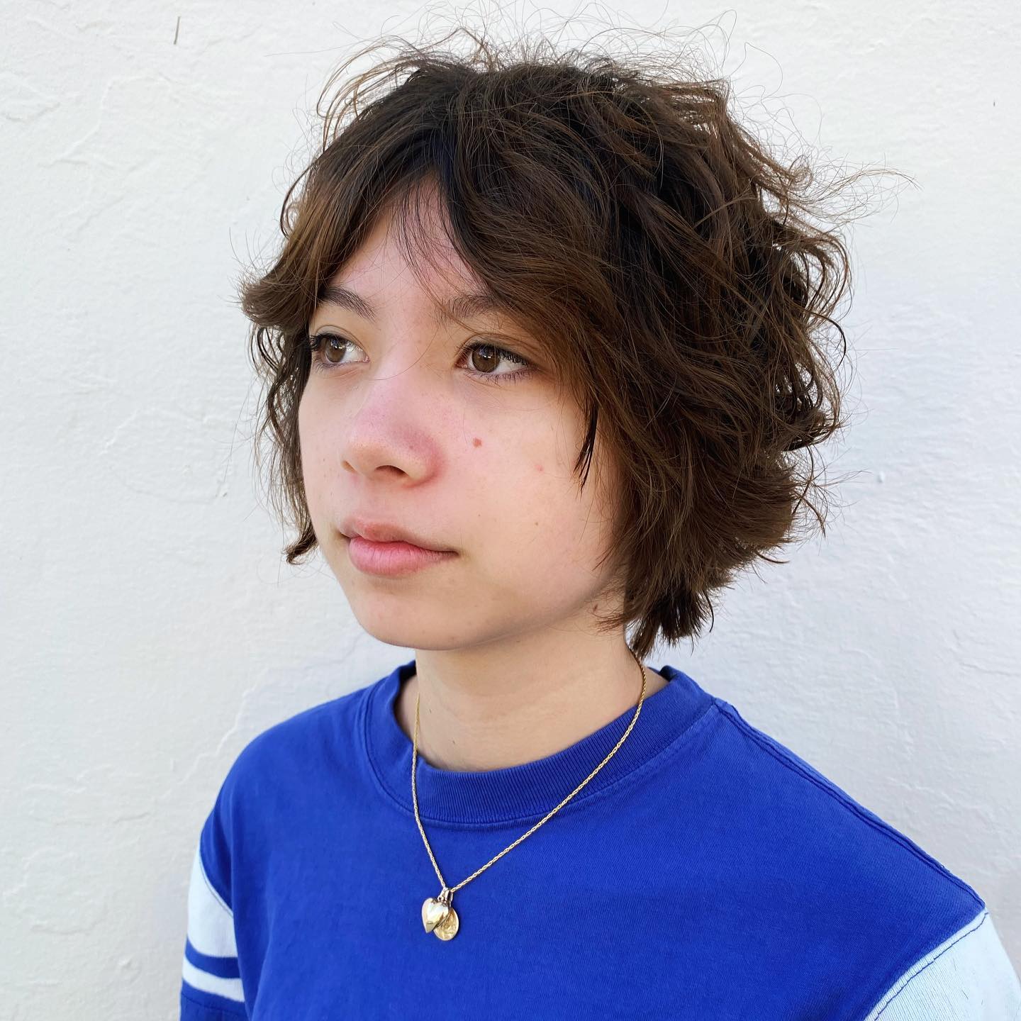 Textured Short Shag with Playful Curls