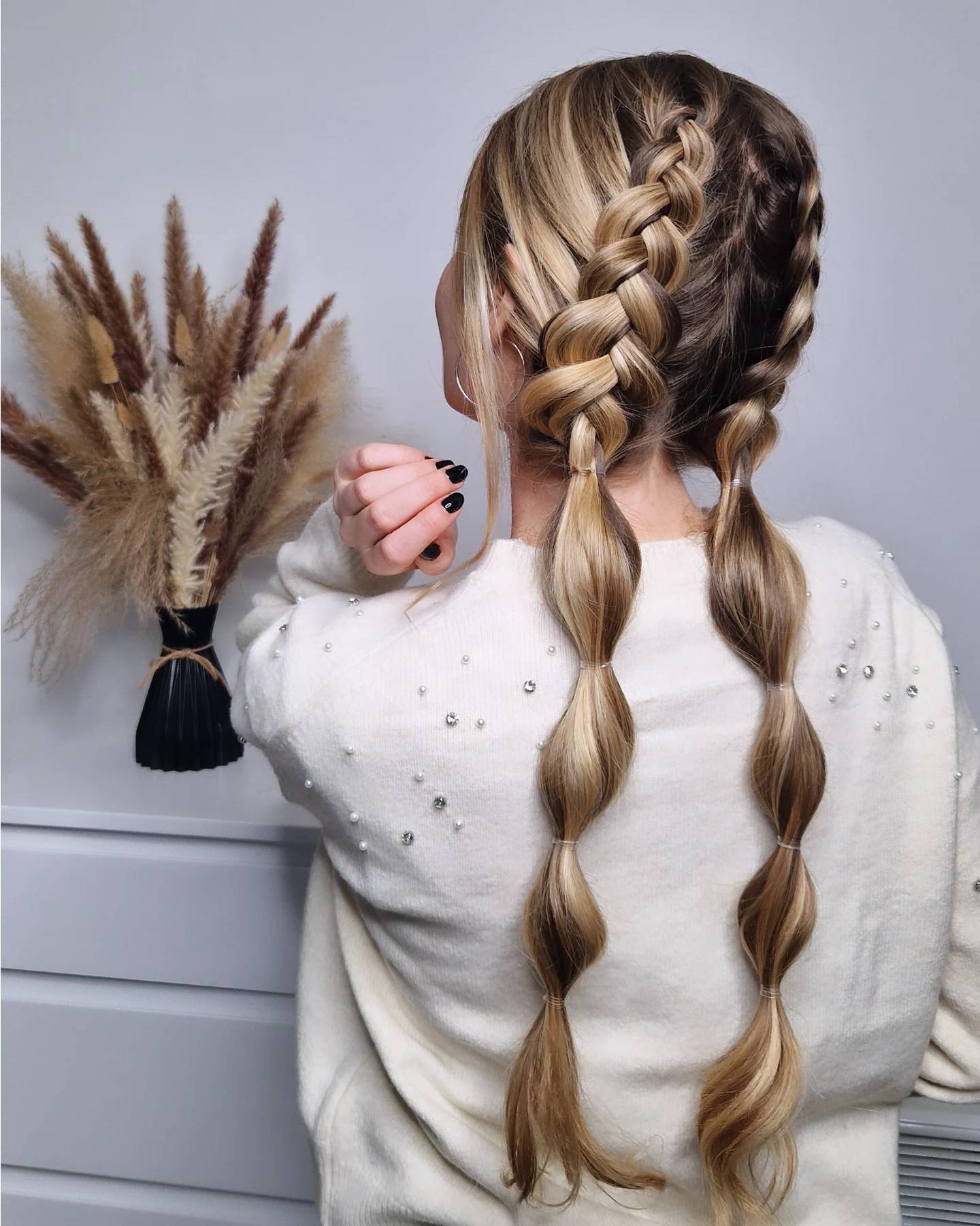 Trendy Double Braid with Bubble Accents