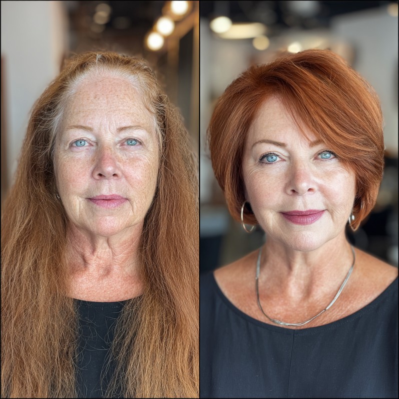 Vibrant Copper Layered Bob with Face-Framing Highlights